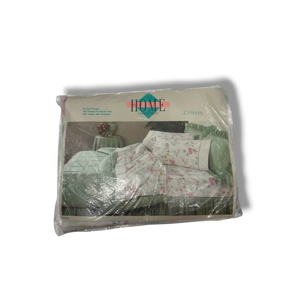 Vintage JCPenney Home Full Fitted Sheet Floral Percale USA NOS Sealed Cottage
